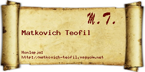 Matkovich Teofil névjegykártya
